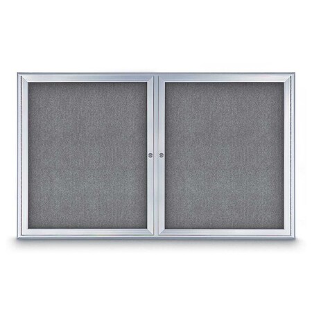 United Visual Products Sliding Door Indoor Enclosed Corkboard, 9 UV9030ACS-GOLD-BUFF